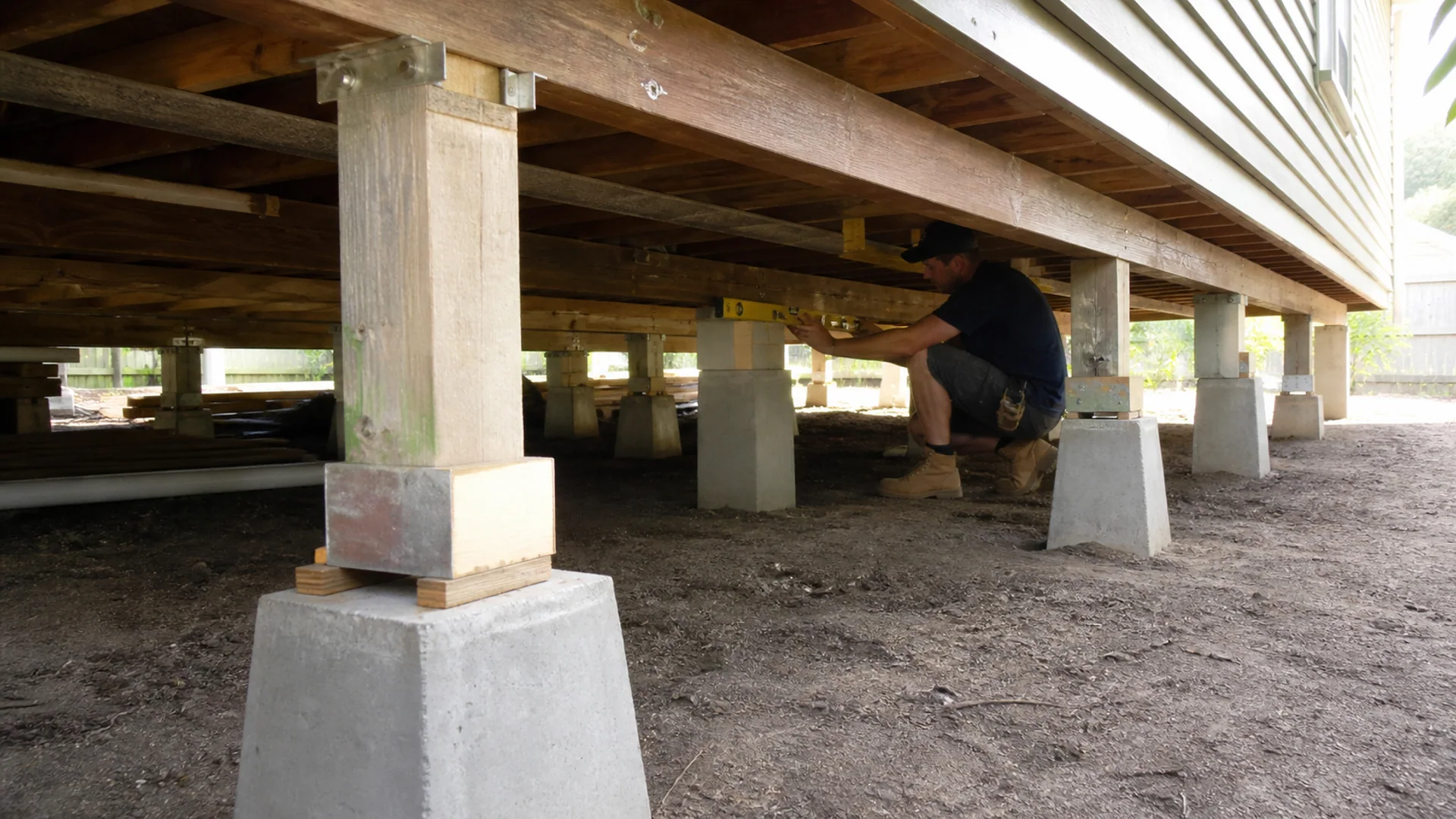 Concrete stumps prepared for residential structural support