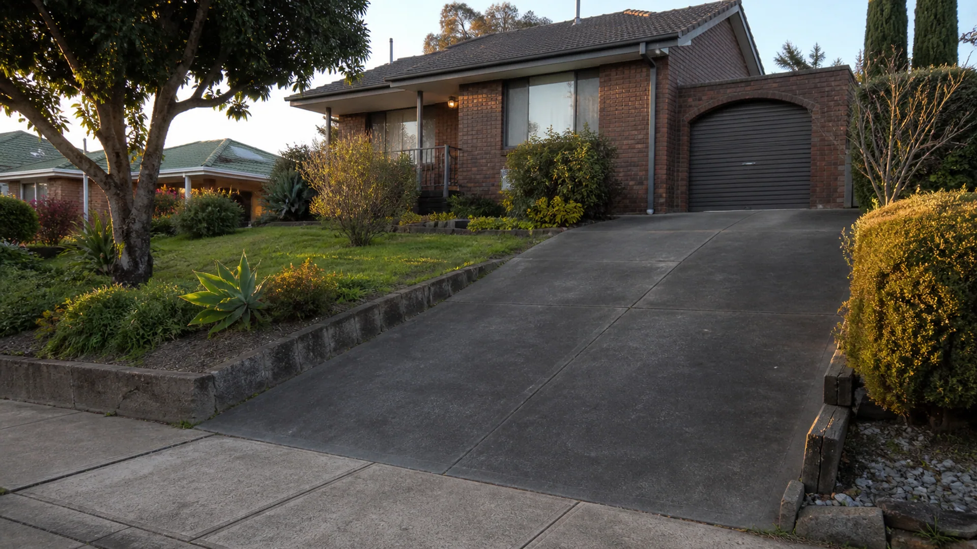 Completed concrete driveway serving Currimundi, Queensland