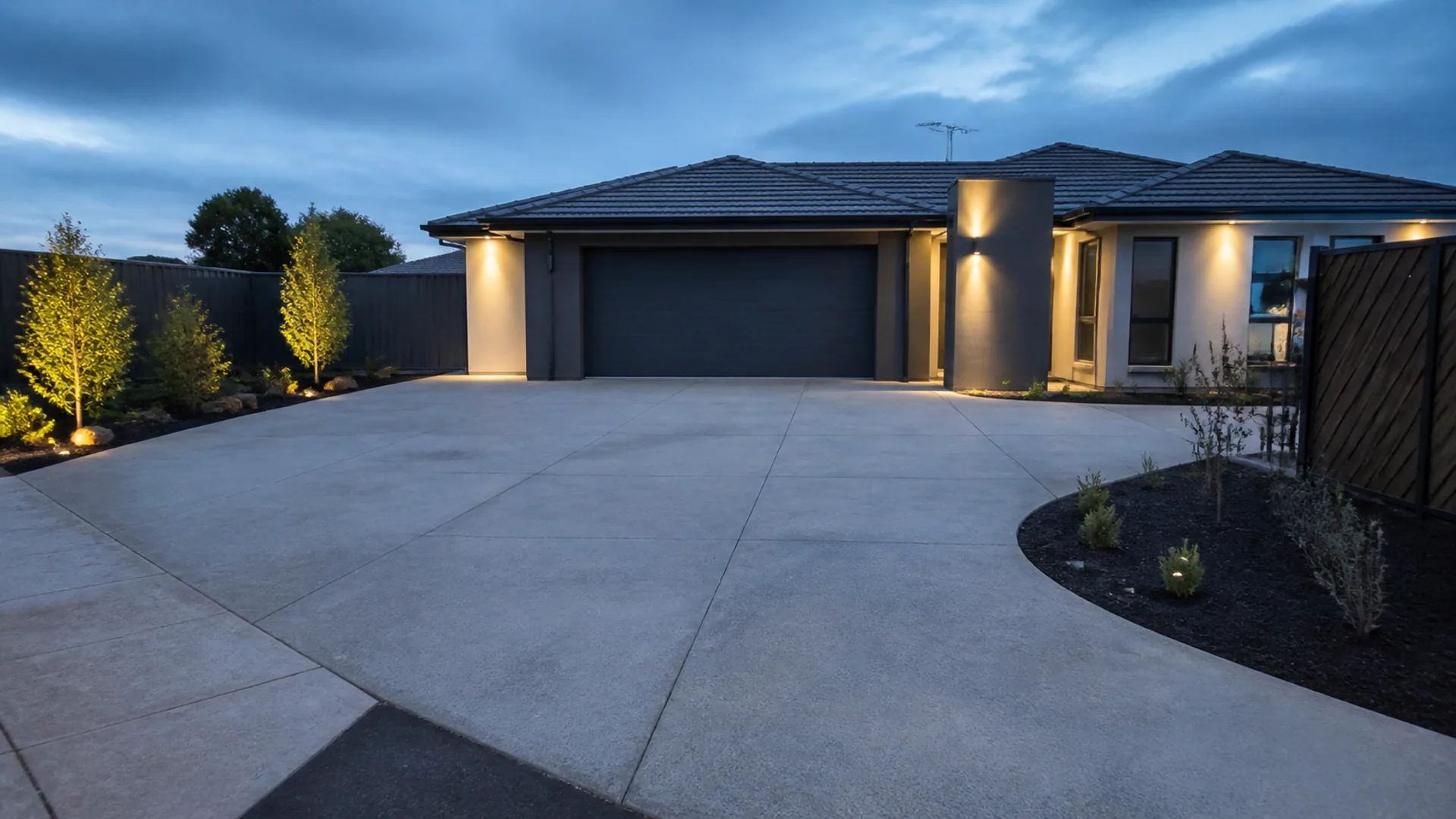 Completed concrete driveway serving Golden Beach, Queensland