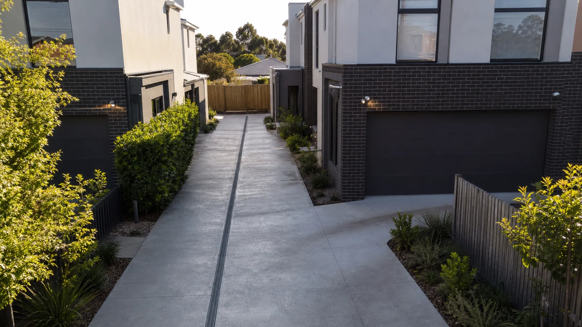 Completed concrete driveway serving Montville, Queensland