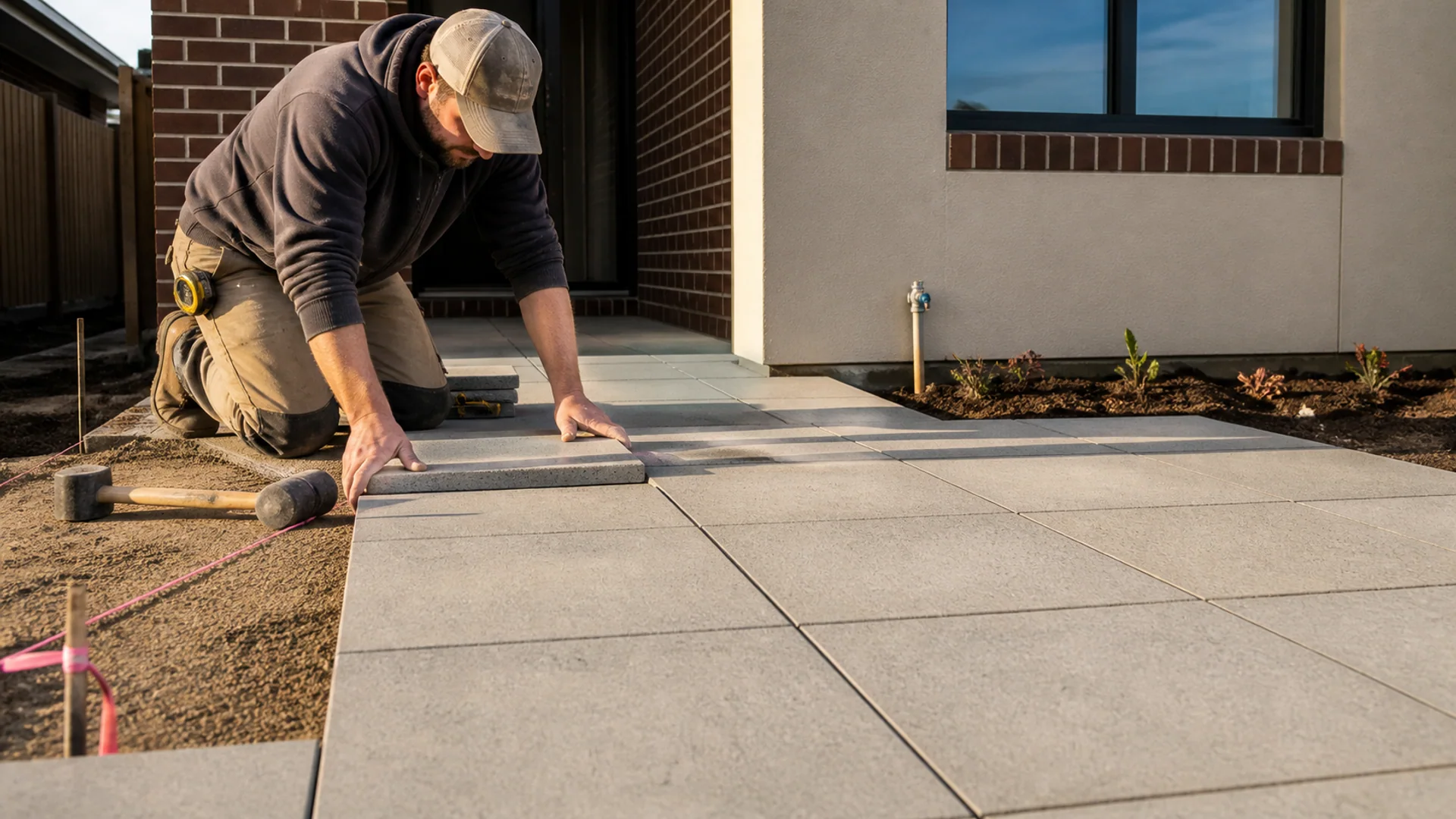 Paved outdoor approach beside an Australian home