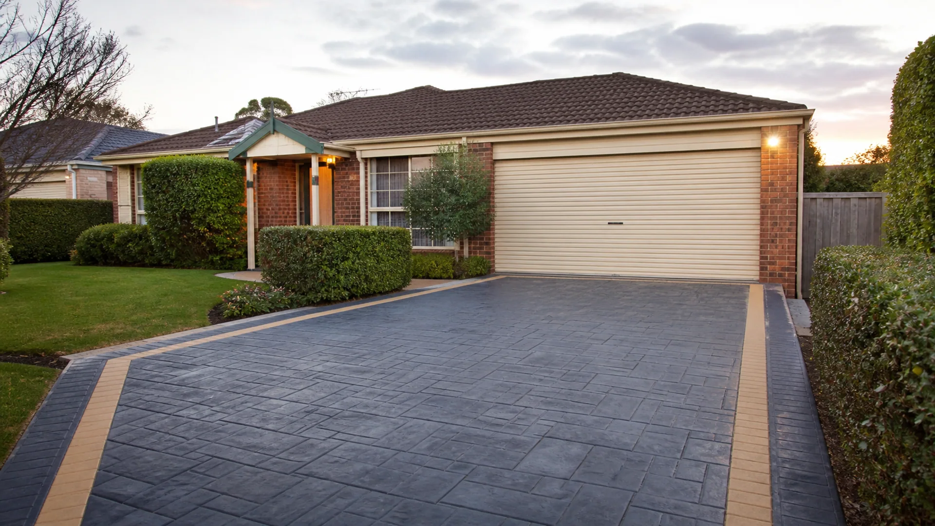 Completed concrete driveway serving Pelican Waters, Queensland